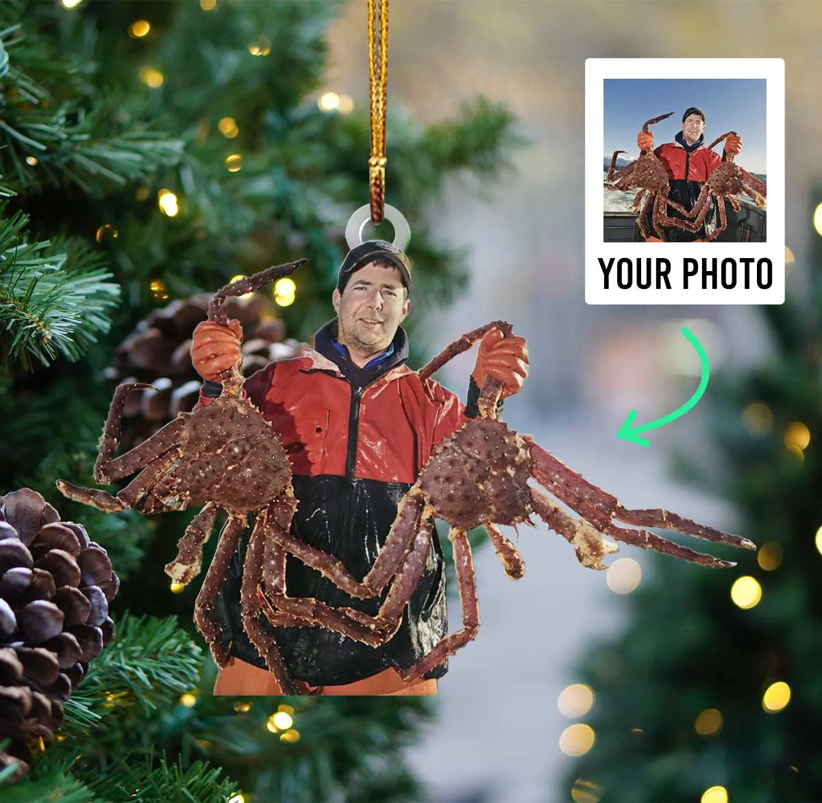 Personalized Photo Acrylic Ornament For King Crab Lover