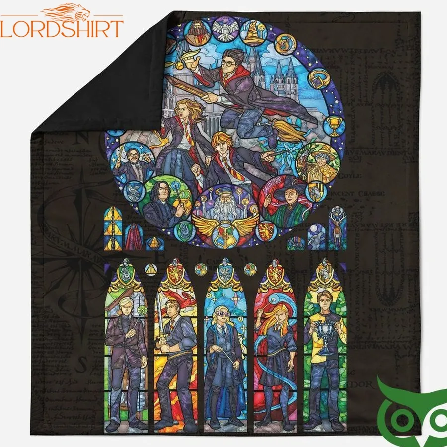 3D Harry Potter Stained Glass Quilt Blanket