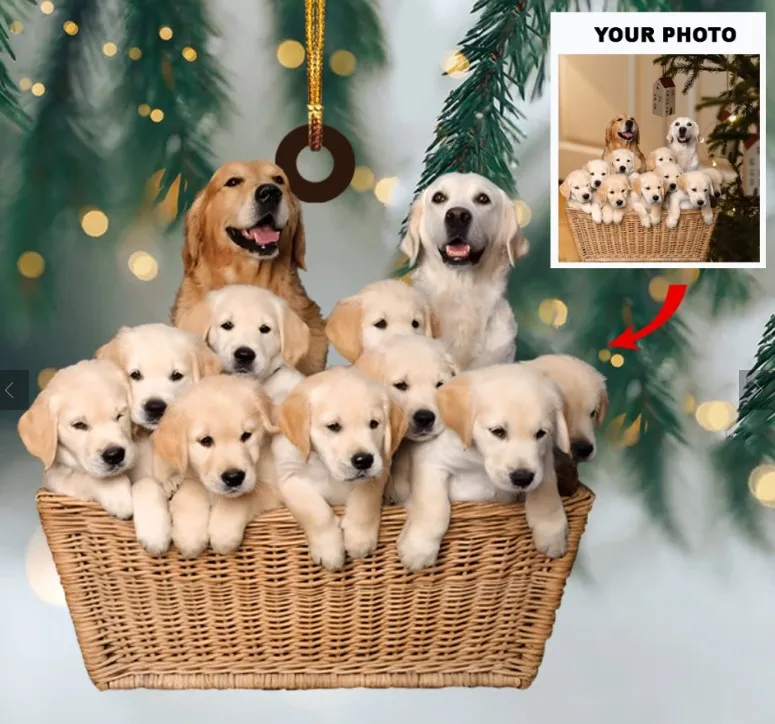 Personalized Photo Acrylic Double Sided Ornament For Dog Lovers