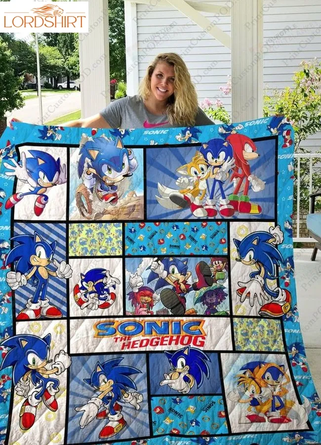 Adu   Sonic The Hedgehog 3D Quilt Blanket Ver 1