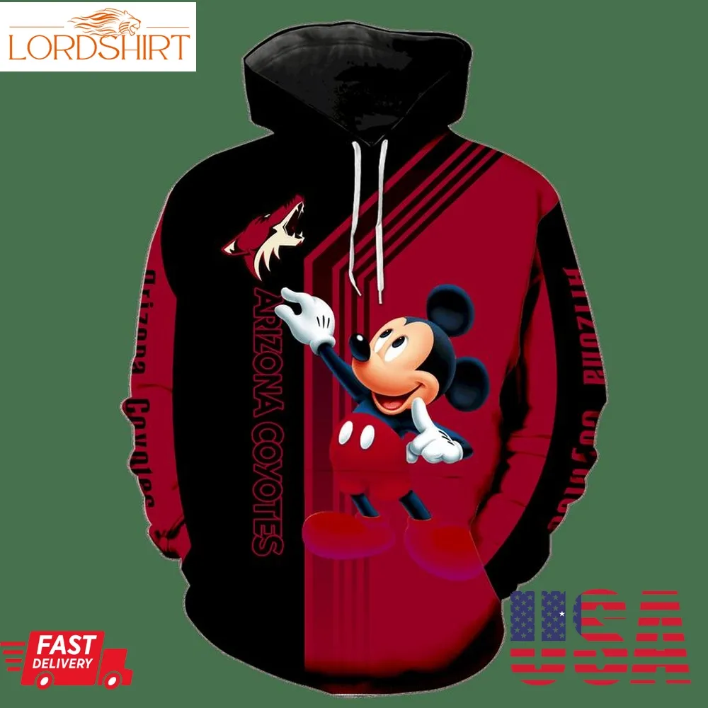 Arizona Coyotes Mickey Mouse New Full All Over Print V1522 Hoodie