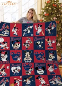 Atlanta Braves Mickey Mouse Quilt Blanket