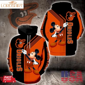 Baltimore Orioles Mickey Mouse Full Print K1347 Hoodie And Zipper