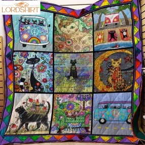 Bc  Hippie Cat Quilt Blanket