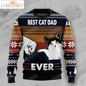 Best Cat Dad Ever Funny Ugly Christmas Sweater, All Over Print Sweatshirt