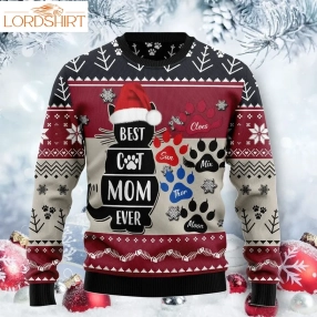 Best Cat Mom Ever Custom Cat Ugly Christmas Holiday Sweater Gifts 