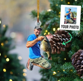 Personalized Photo Acrylic Ornament For Fishing Lover