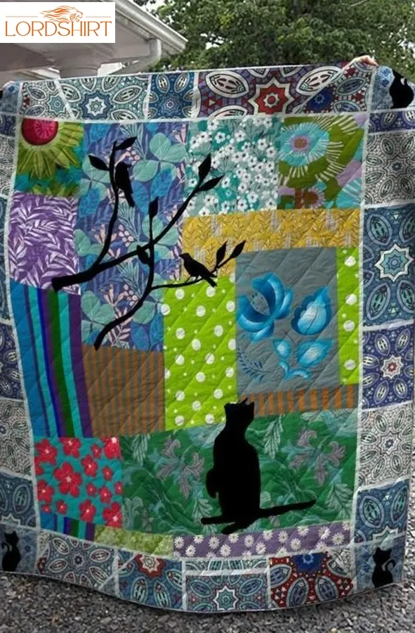 Bird And Cat Shadow Quilt Blanket Great Customized Gifts For Birthday Christmas Thanksgiving Perfect Gifts For Cat Lover