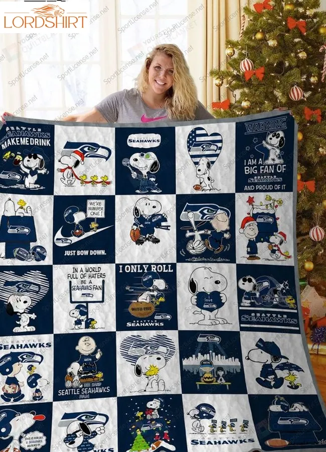 Bl  Seattle Seahawks+Snoopy Quilt Blanket