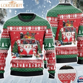 Black Angus Cattle Lovers Christmas Van All Over Print Sweater