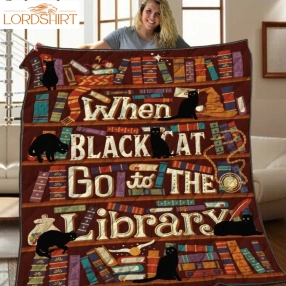 Black Cat And Library 3D Customized Quilt