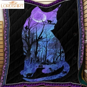 Black Cat And Moon Fancy Cats Quilt Blanket Great Customized Blanket Gift For Birthday Christmas Thanksgiving Anniversary