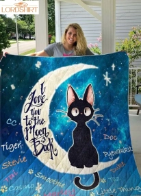 Black Cat And Moon I Love You Quilt Blanket Great Customized Gifts For Birthday Christmas Thanksgiving Perfect Gifts For Cat Lover