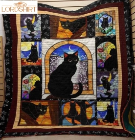 Black Cat And Night 3D Customized Quilt