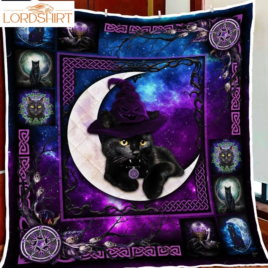 Black Cat And The Moon Quilt Blanket Thh3473q