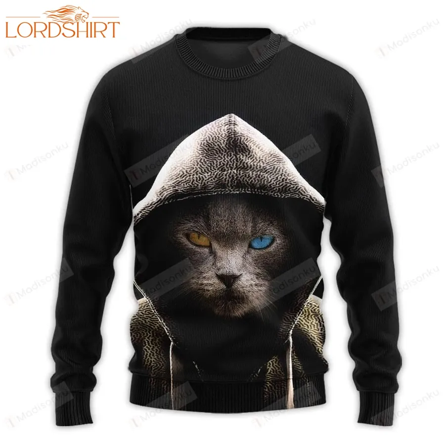 Black Cat Beautiful Eyes Ugly Christmas Sweater, All Over Print Sweatshirt