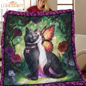 Black Cat Butterfly Fairy 3D Customized Quilt