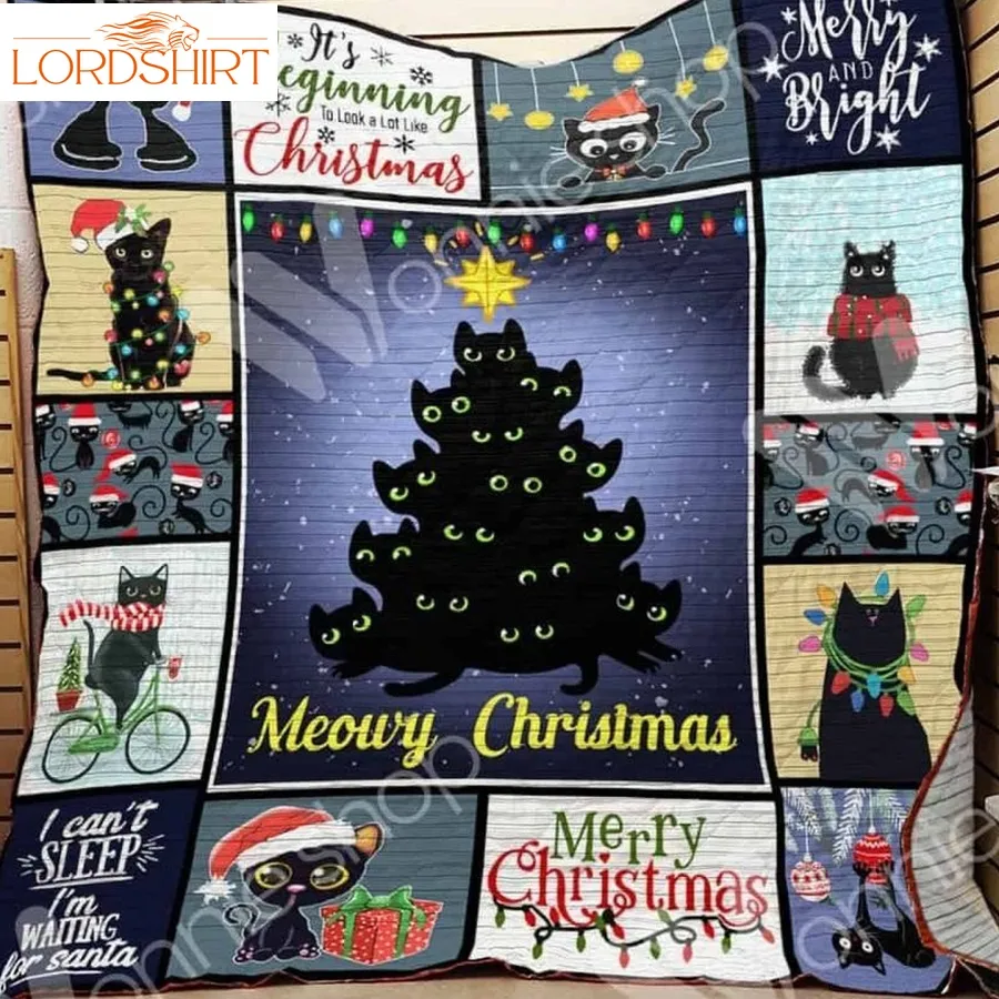 Black Cat Christmas 3D Customized Quilt