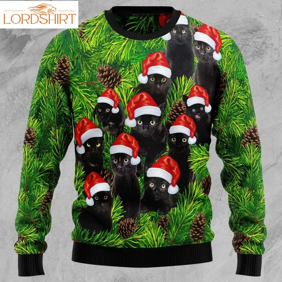 Black Cat Christmas Tree Christmas Wool Sweater