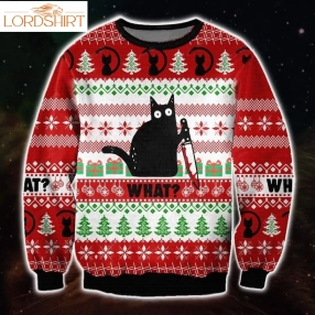 Black Cat Christmas Ugly Sweater, Black Cat Christmas Gift, Black Cat What Christmas Shirt