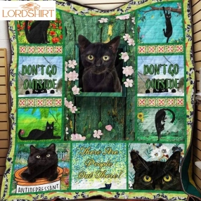 Black Cat Dont Go Side 3D Customized Quilt