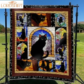 Black Cat Drawing 3D Customized Quilt