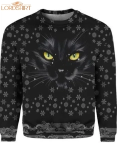 Black Cat For Cat Lovers Ugly Christmas Sweater, All Over Printed Sweatshirt, Ugly Sweater, Christmas Sweaters, Hoodie, Sweater