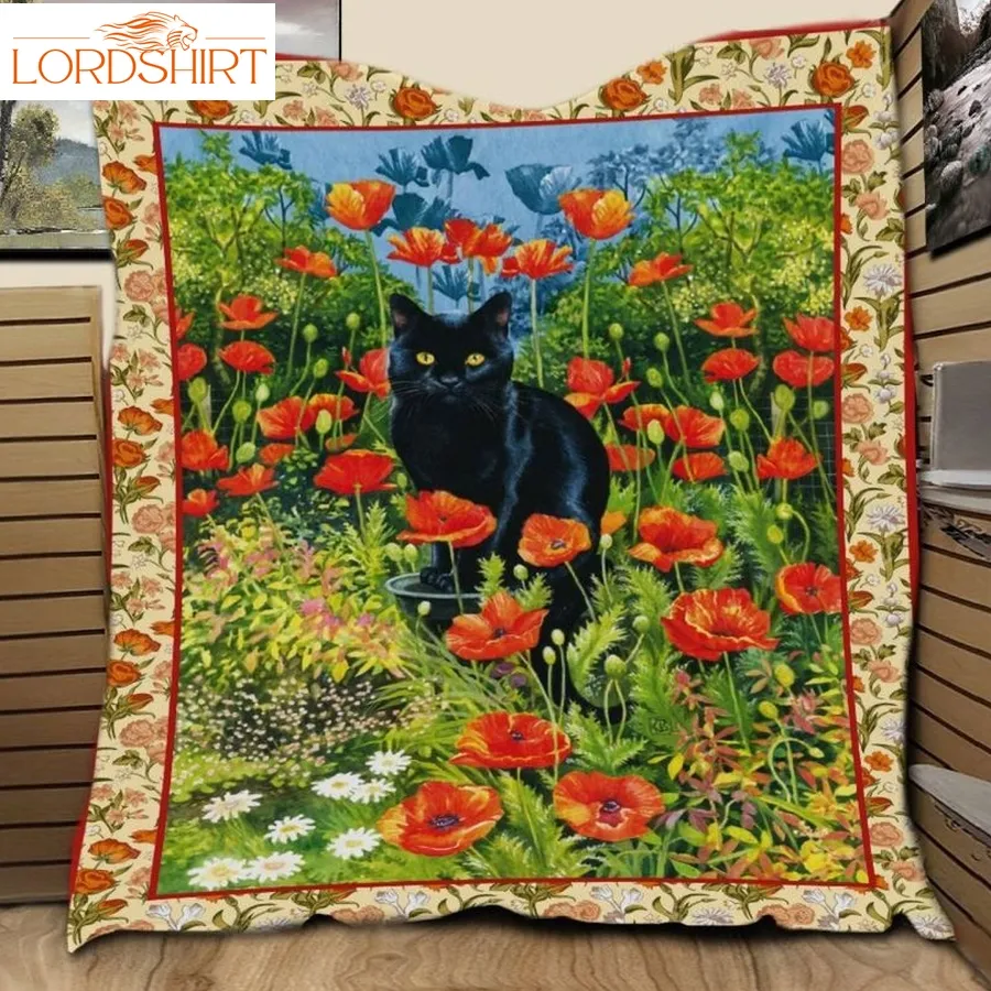 Black Cat Garden 3D Customized Quilt