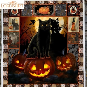 Black Cat Halloween Sofa Throw Blanket Pn258b