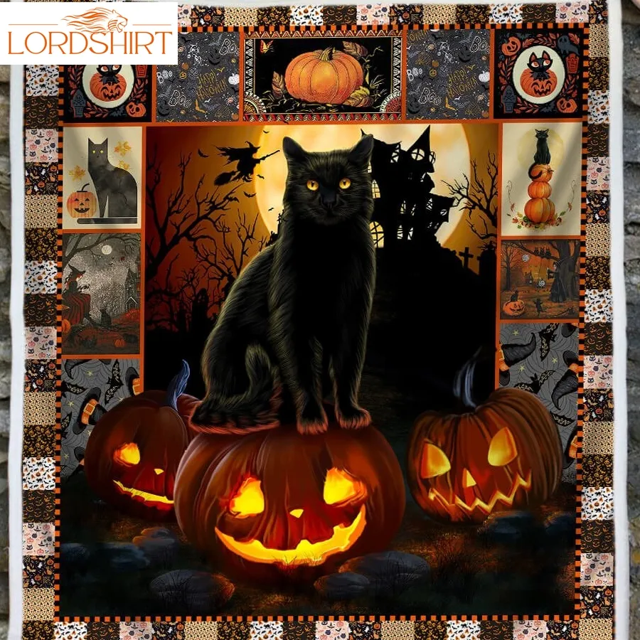 Black Cat Halloween Sofa Throw Blanket Pn258b