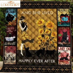 Black Cat Happylily Ever After 3D Customized Quilt