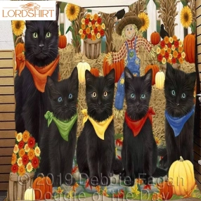 Black Cat Harvest Time 3D Customized Quilt