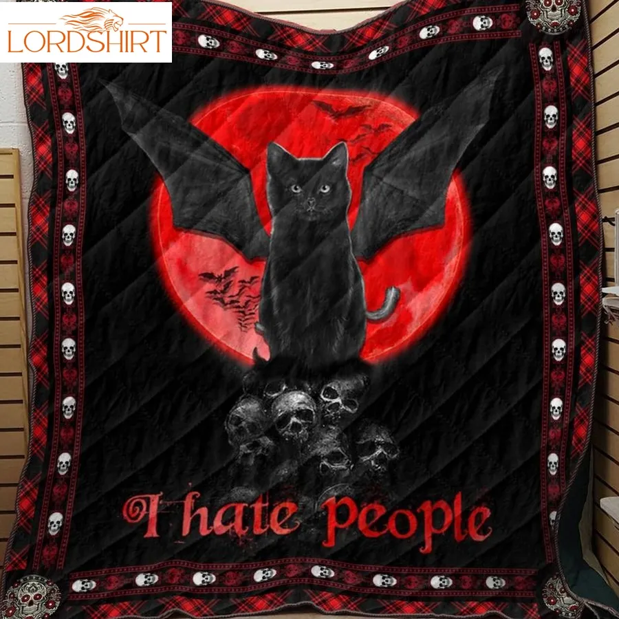 Black Cat Hate People 3D Customized Quilt