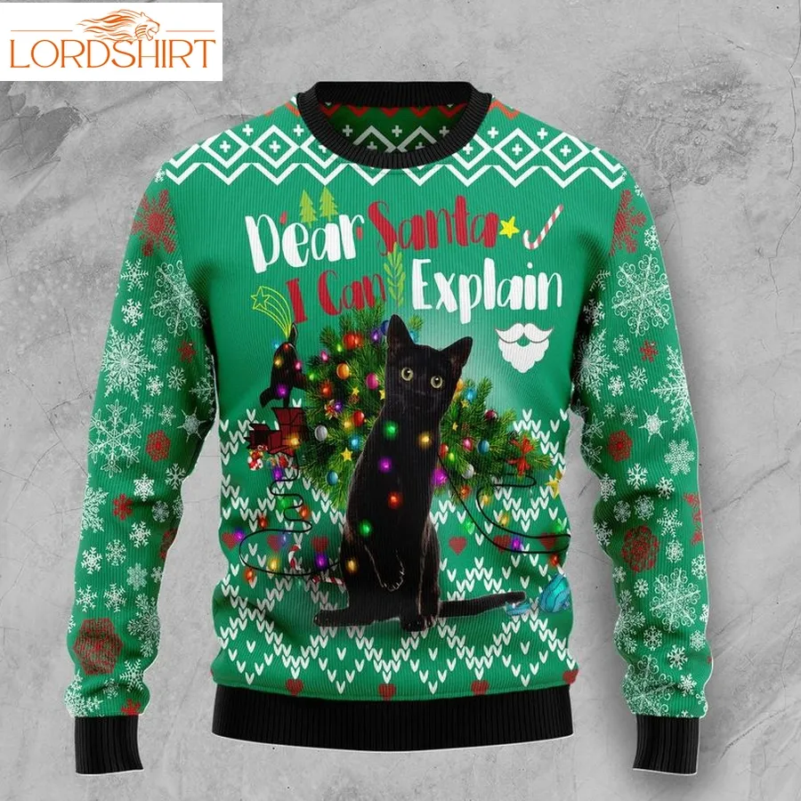 Black Cat I Can Explain Christmas Christmas Wool Sweater