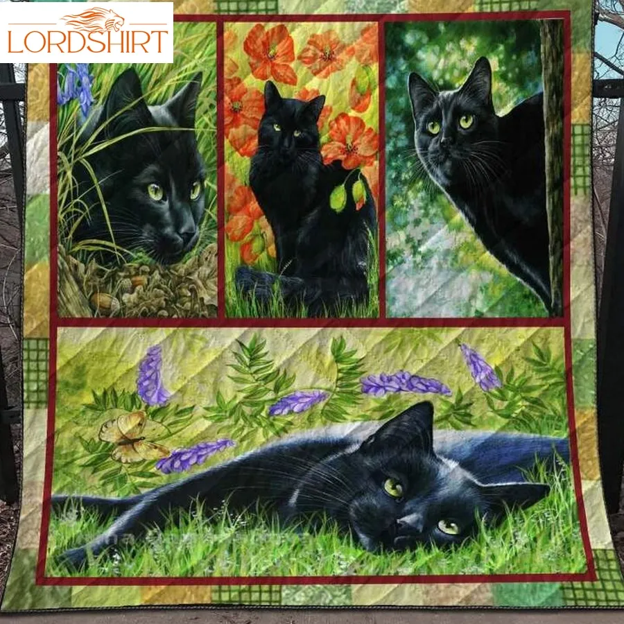 Black Cat In Garden 3D Customized Quilt