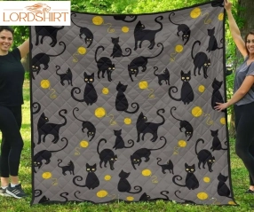 Black Cat Knit 3D Customized Quilt