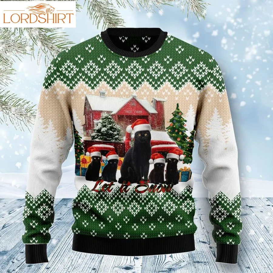 Black Cat Let It Snow Ugly Sweater