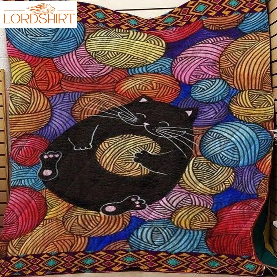 Black Cat Love Ball 3D Customized Quilt