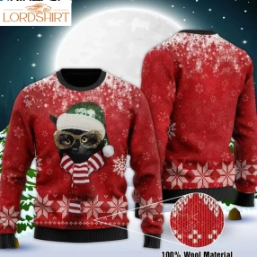 Black Cat Lover Snowflakes Pattern Happy Christmas Wool Sweater