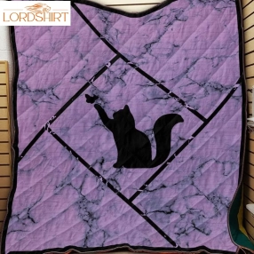 Black Cat Marble 3D Customized Quilt