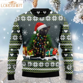 Black Cat Merry And Bright Ugly Sweater