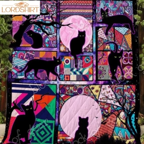 Black Cat Moon 3D Customized Quilt