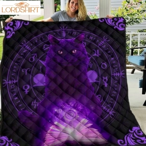 Black Cat Purple 3D Customized Quilt