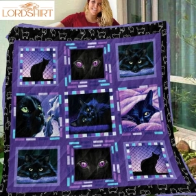 Black Cat Purple Customized 3D Customized Quilt