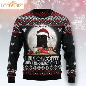 Black Cat Run On Coffee Ugly Christmas Sweater, Ugly Sweater, Christmas Sweaters, Hoodie, Sweater