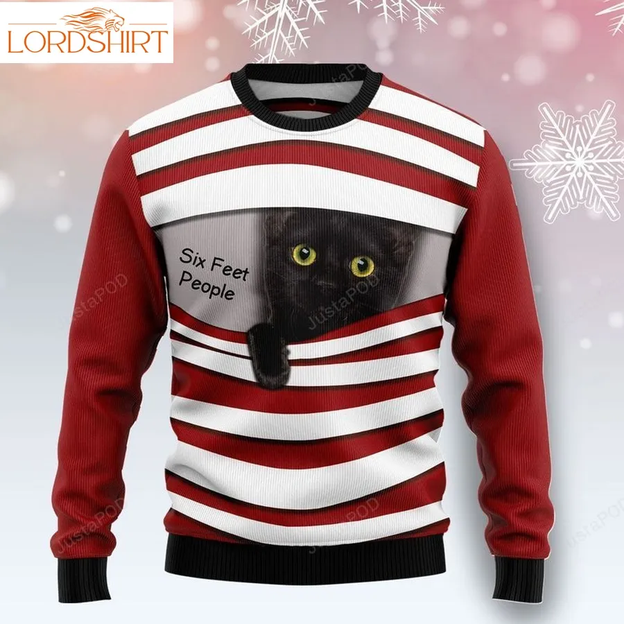 Black Cat Six Feet Ugly Christmas Sweater Ugly Sweater Christmas