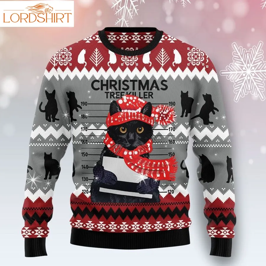 Black Cat Tree Killer Ugly Sweater