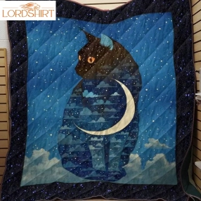 Blackcat Starring Night 3D Customized Quilt