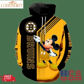 Boston Bruins Mickey Mouse V1523 3D Hoodie Zipper For Men And Women