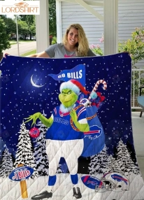 Buffalo Bills Grinch Santa Quilt Blanket